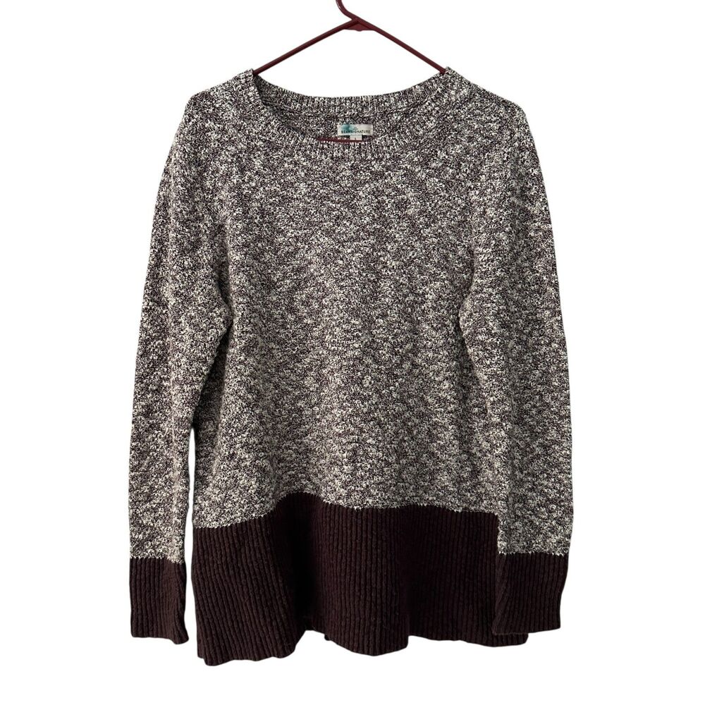 L.L.‎ Bean Signature Women's Cotton Linen Blend Maroon White Sweater Size L